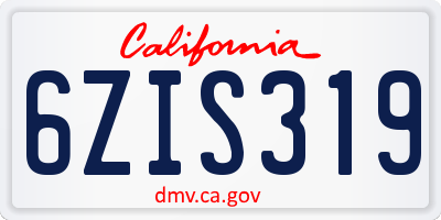 CA license plate 6ZIS319