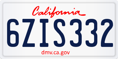 CA license plate 6ZIS332