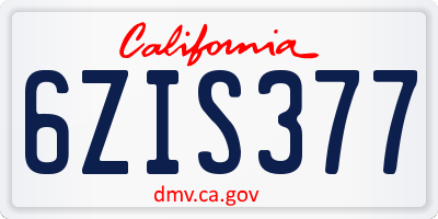CA license plate 6ZIS377