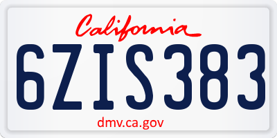 CA license plate 6ZIS383