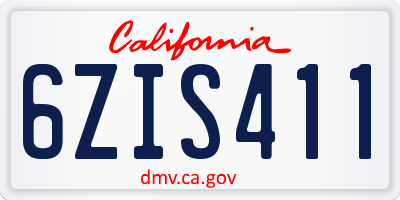 CA license plate 6ZIS411