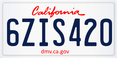 CA license plate 6ZIS420