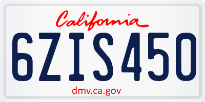 CA license plate 6ZIS450