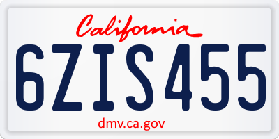 CA license plate 6ZIS455