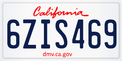 CA license plate 6ZIS469