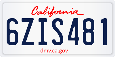 CA license plate 6ZIS481