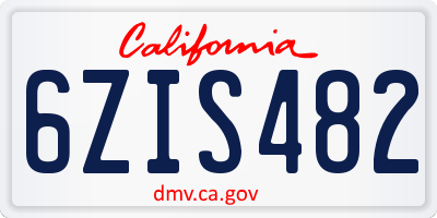 CA license plate 6ZIS482
