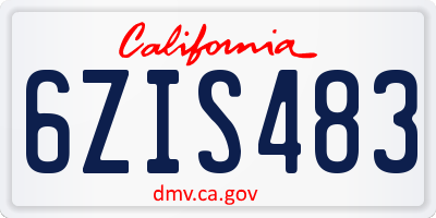 CA license plate 6ZIS483