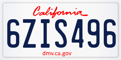 CA license plate 6ZIS496