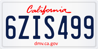 CA license plate 6ZIS499