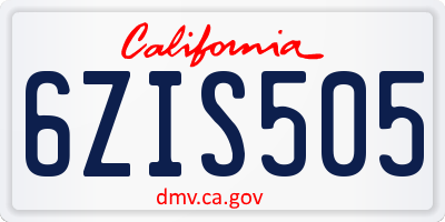 CA license plate 6ZIS505