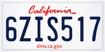 CA license plate 6ZIS517