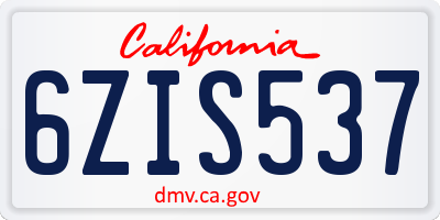CA license plate 6ZIS537