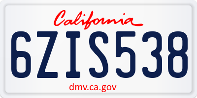 CA license plate 6ZIS538