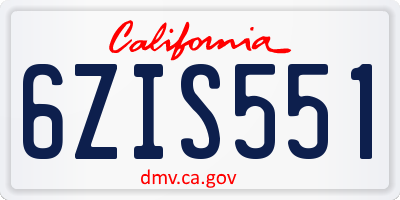 CA license plate 6ZIS551