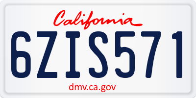 CA license plate 6ZIS571