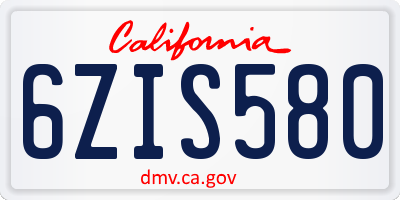 CA license plate 6ZIS580