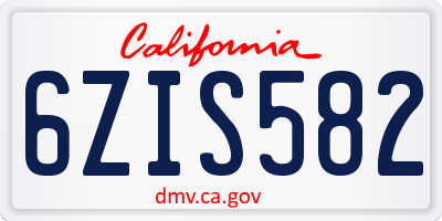 CA license plate 6ZIS582