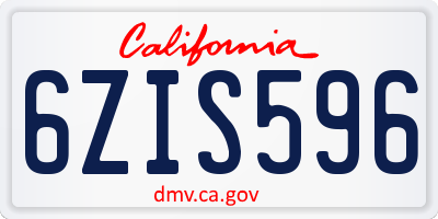 CA license plate 6ZIS596