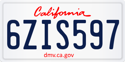 CA license plate 6ZIS597