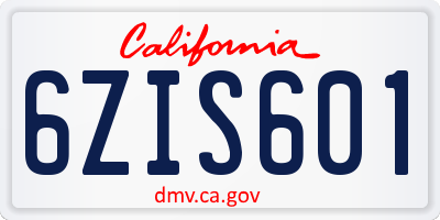 CA license plate 6ZIS601