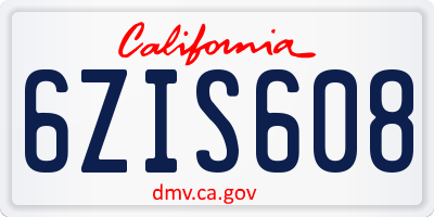 CA license plate 6ZIS608