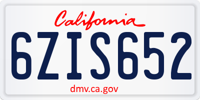 CA license plate 6ZIS652