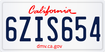 CA license plate 6ZIS654