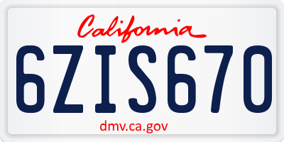 CA license plate 6ZIS670