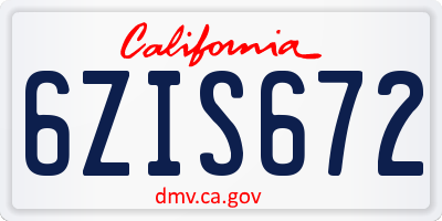 CA license plate 6ZIS672