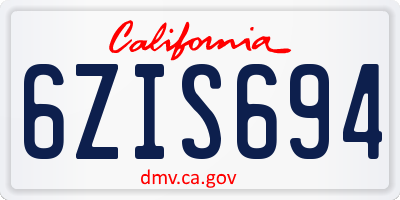 CA license plate 6ZIS694
