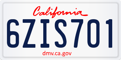 CA license plate 6ZIS701