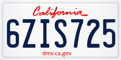 CA license plate 6ZIS725