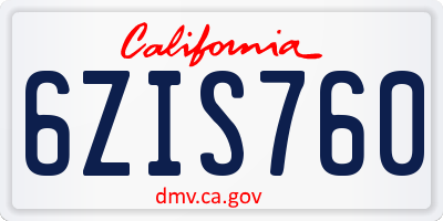 CA license plate 6ZIS760