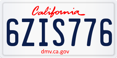 CA license plate 6ZIS776