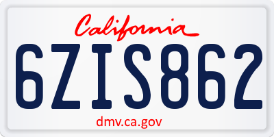 CA license plate 6ZIS862