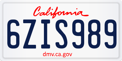 CA license plate 6ZIS989