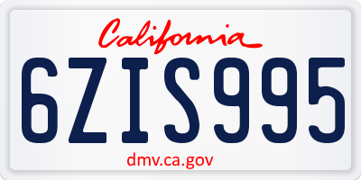 CA license plate 6ZIS995