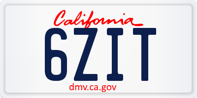 CA license plate 6ZIT