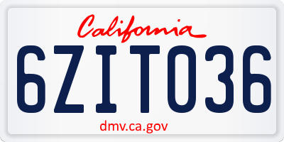 CA license plate 6ZIT036