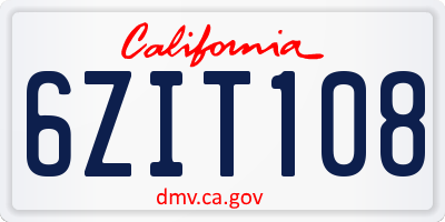 CA license plate 6ZIT108