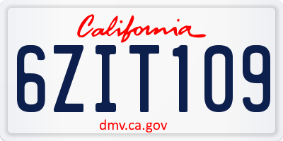 CA license plate 6ZIT109
