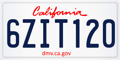 CA license plate 6ZIT120