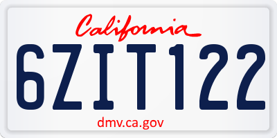 CA license plate 6ZIT122
