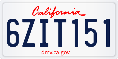 CA license plate 6ZIT151