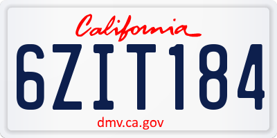 CA license plate 6ZIT184