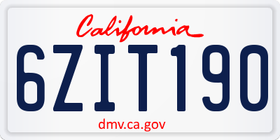 CA license plate 6ZIT190