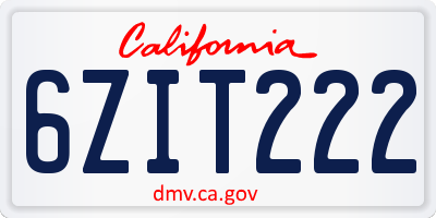 CA license plate 6ZIT222