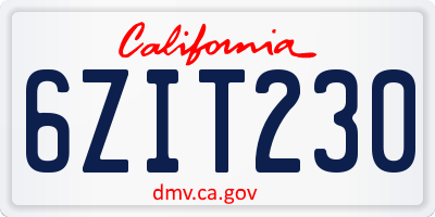 CA license plate 6ZIT230