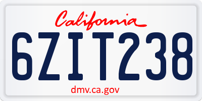 CA license plate 6ZIT238